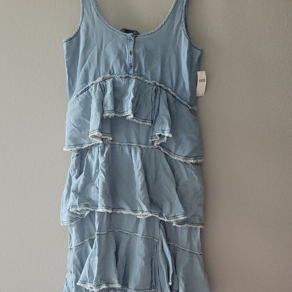Anthropologie/Pilcro Denim Tiered Maxi Dress Small NWT